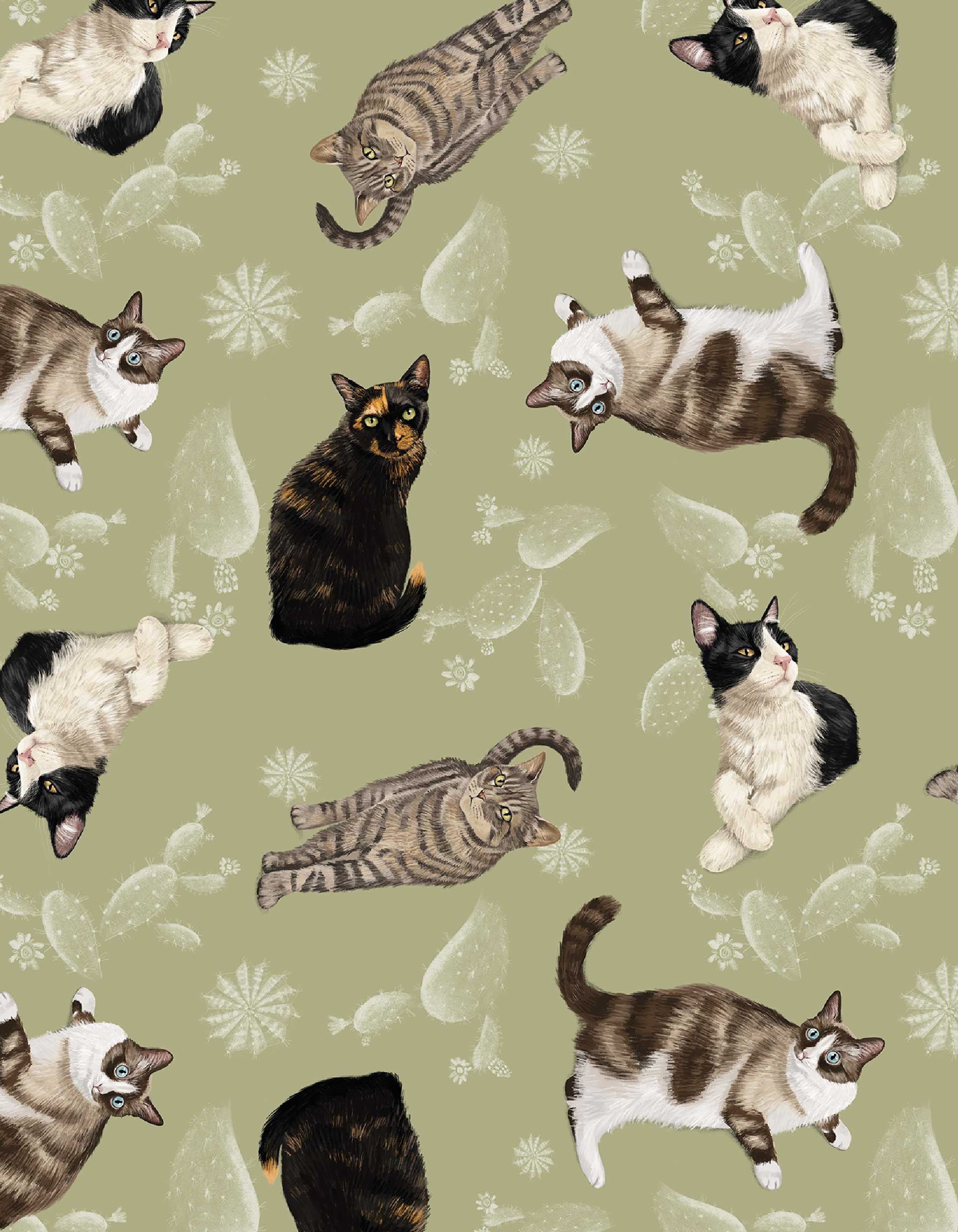PIJAMA PANTALÓN GATOS-CACTUS VERDE TP0061