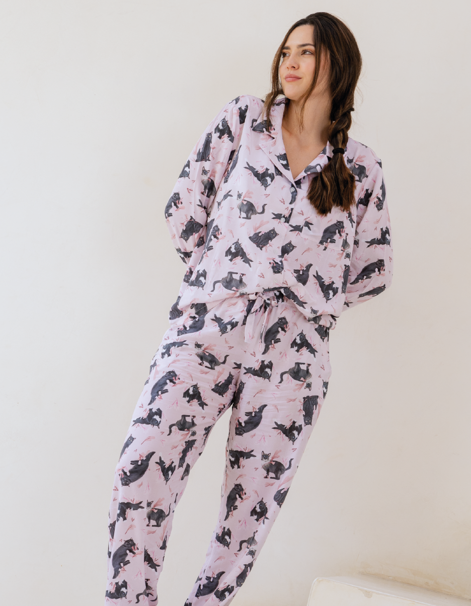 PIJAMA PANTALÓN GATOS NEGROS TP0050