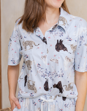 PIJAMA PANTALÓN GATOS AZUL TP0046