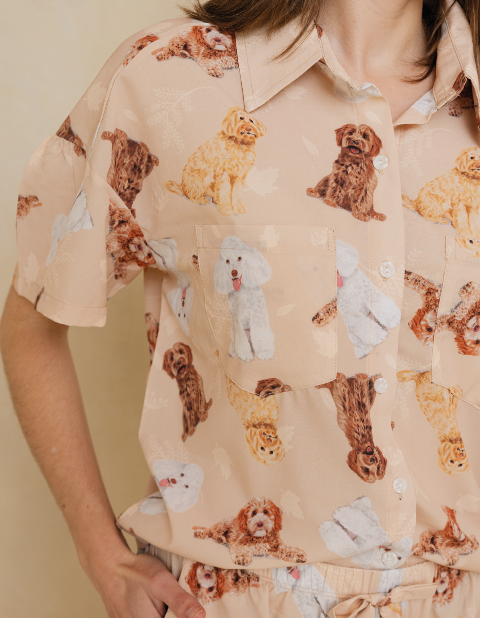 PIJAMA PANTALÓN POODLES BEIGE TP0048