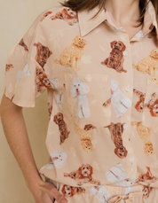 PIJAMA PANTALÓN POODLES BEIGE TP0048