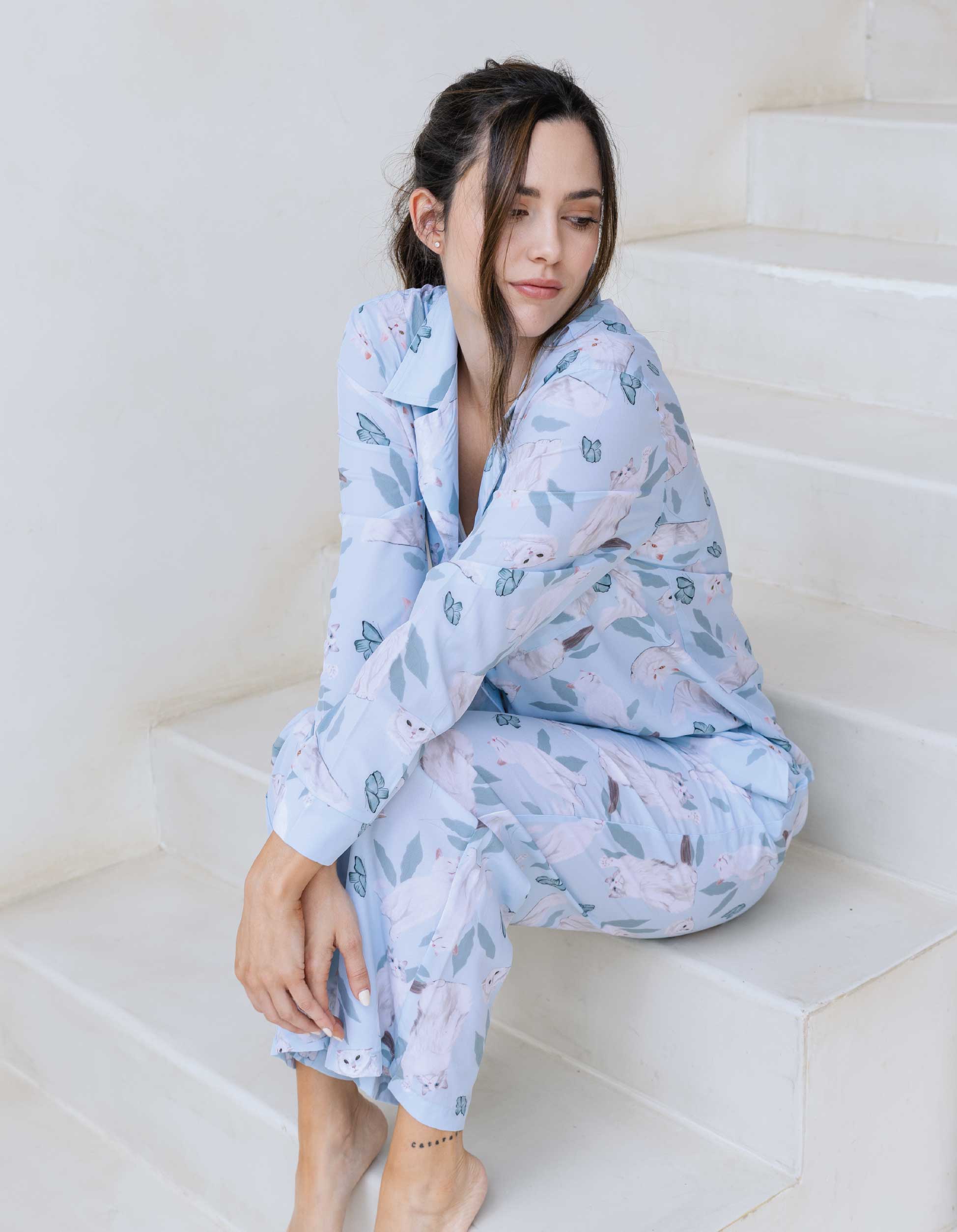 PIJAMA PANTALÓN GATOS BLANCOS TP0034