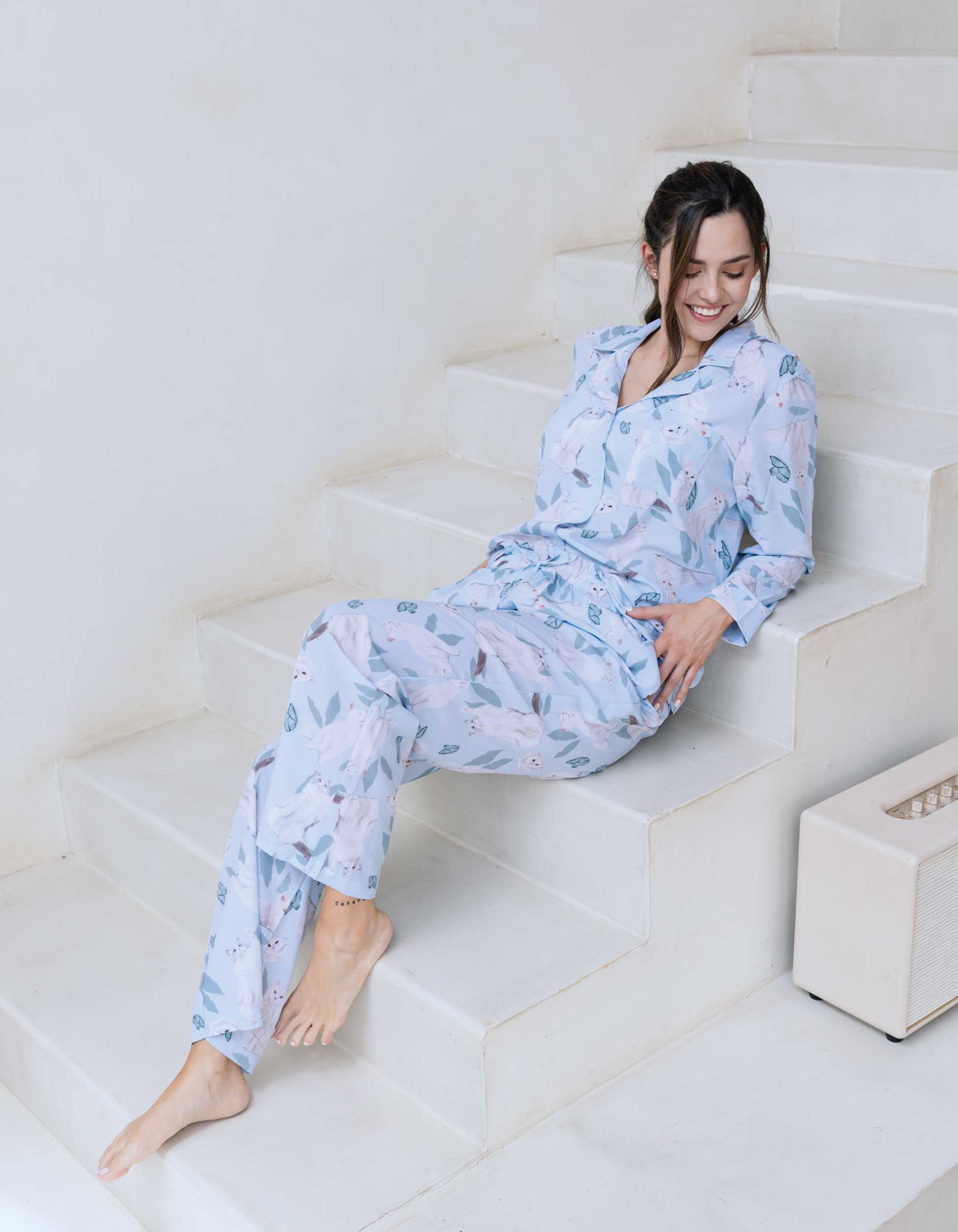 PIJAMA PANTALÓN GATOS BLANCOS TP0034