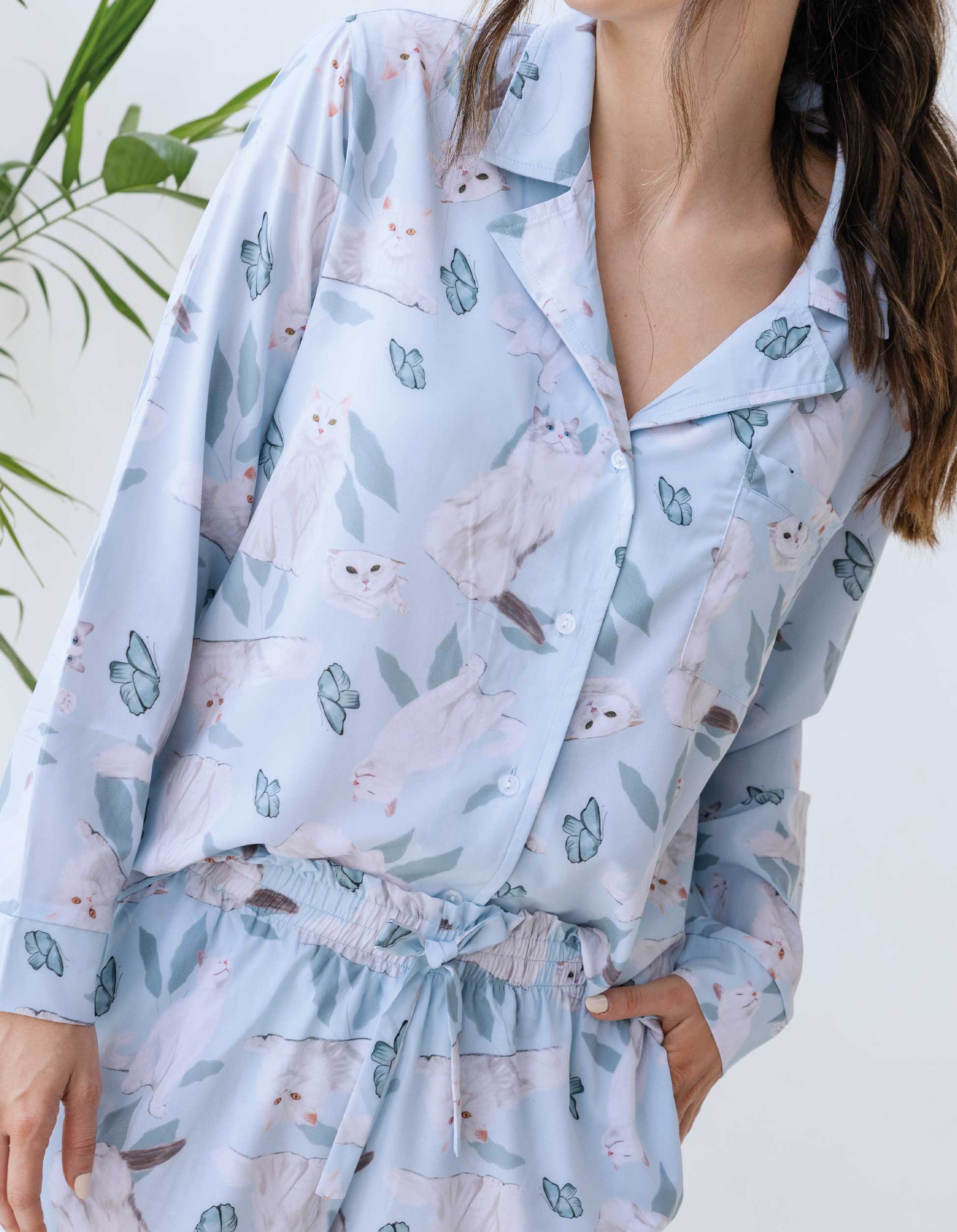 PIJAMA PANTALÓN GATOS BLANCOS TP0034