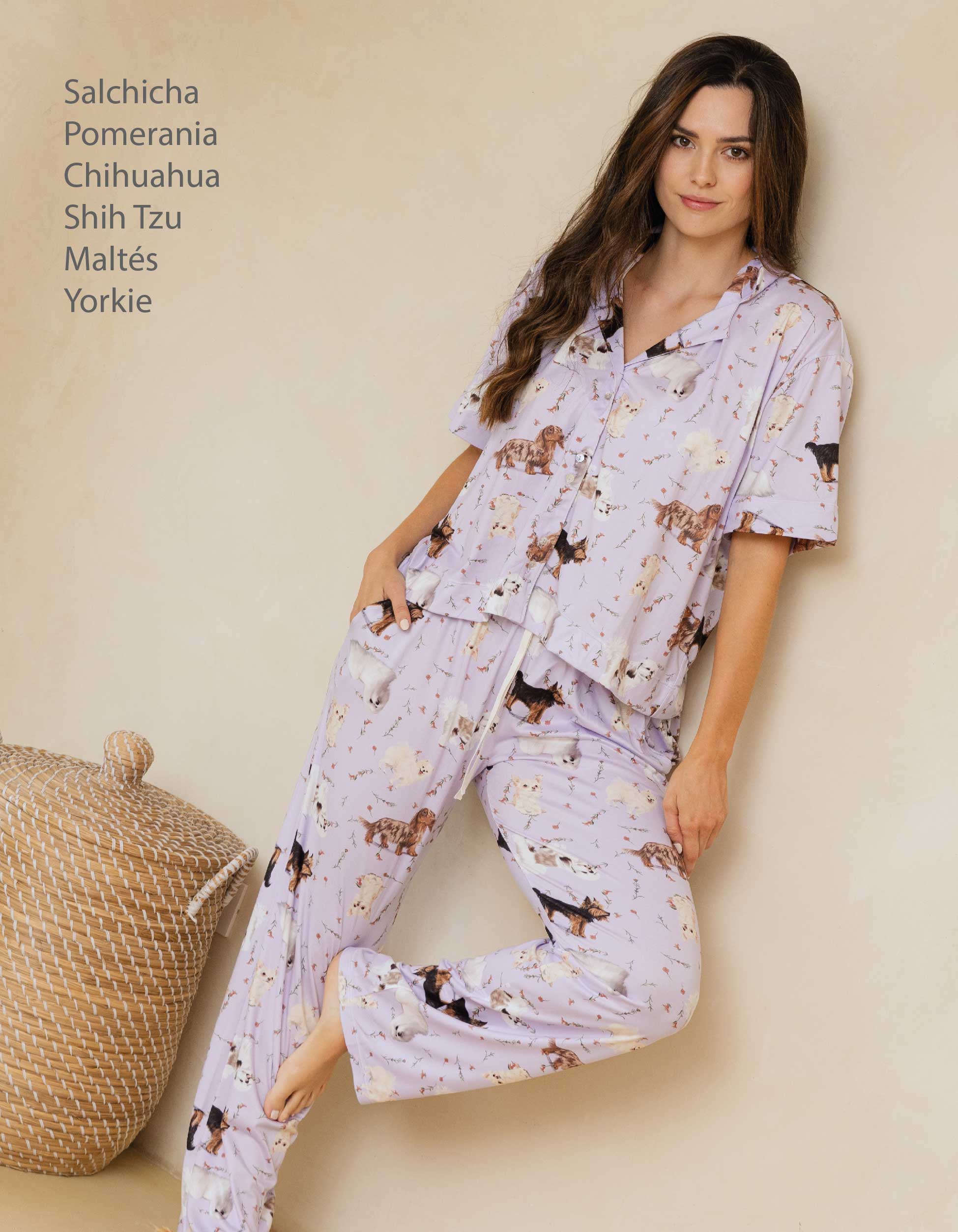 PIJAMA PANTALÓN RAZAS PEQUEÑAS LILA TP0041