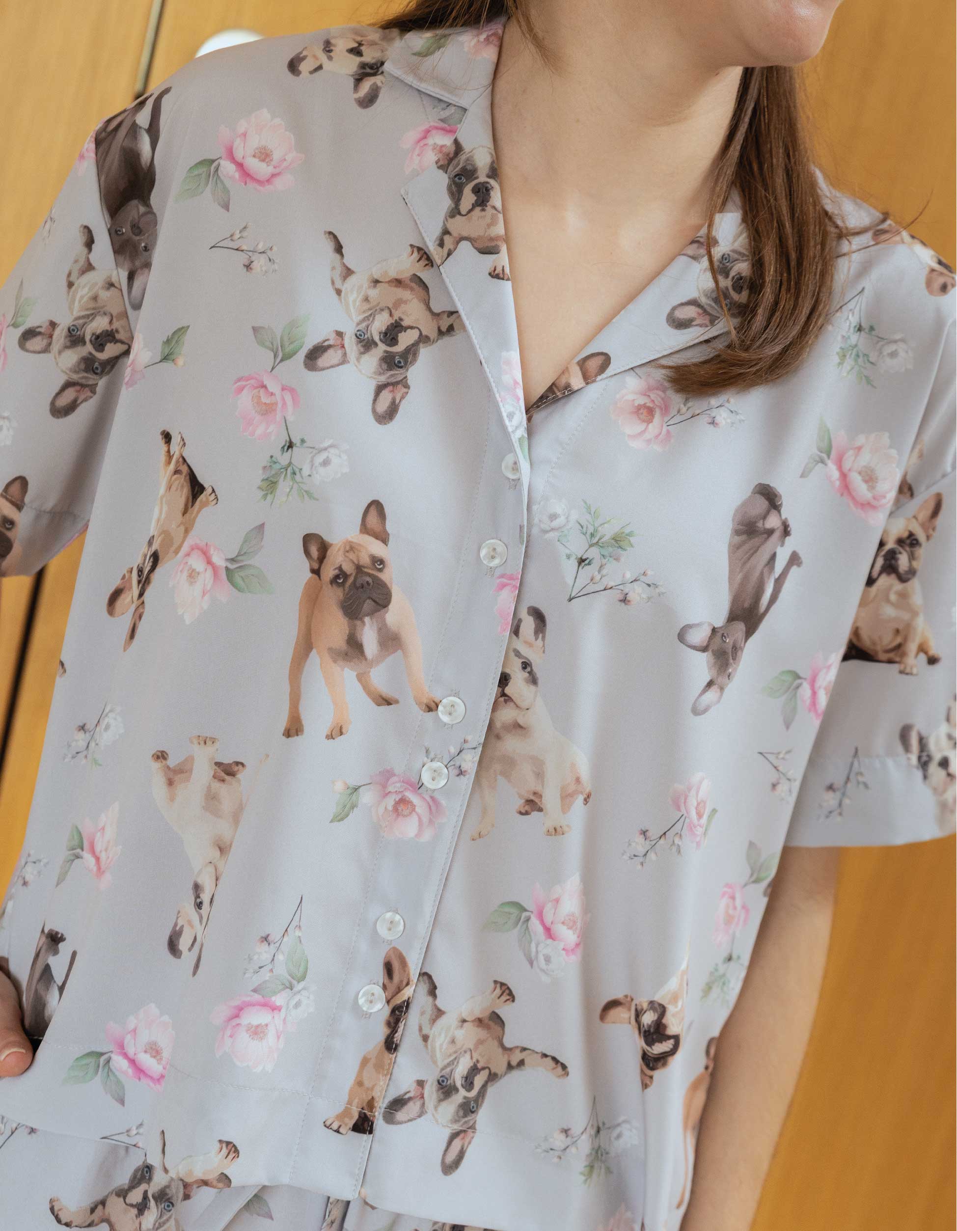 PIJAMA PANTALÓN BULLDOG FRANCÉS GRIS TP0054