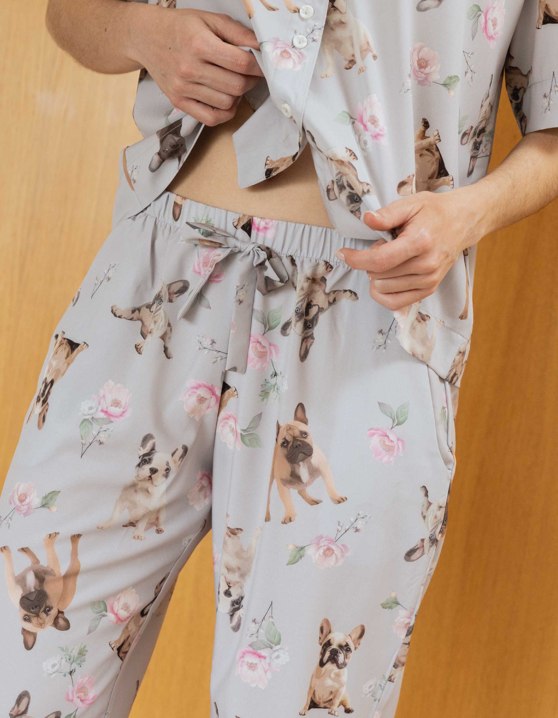 PIJAMA PANTALÓN BULLDOG FRANCÉS GRIS TP0054