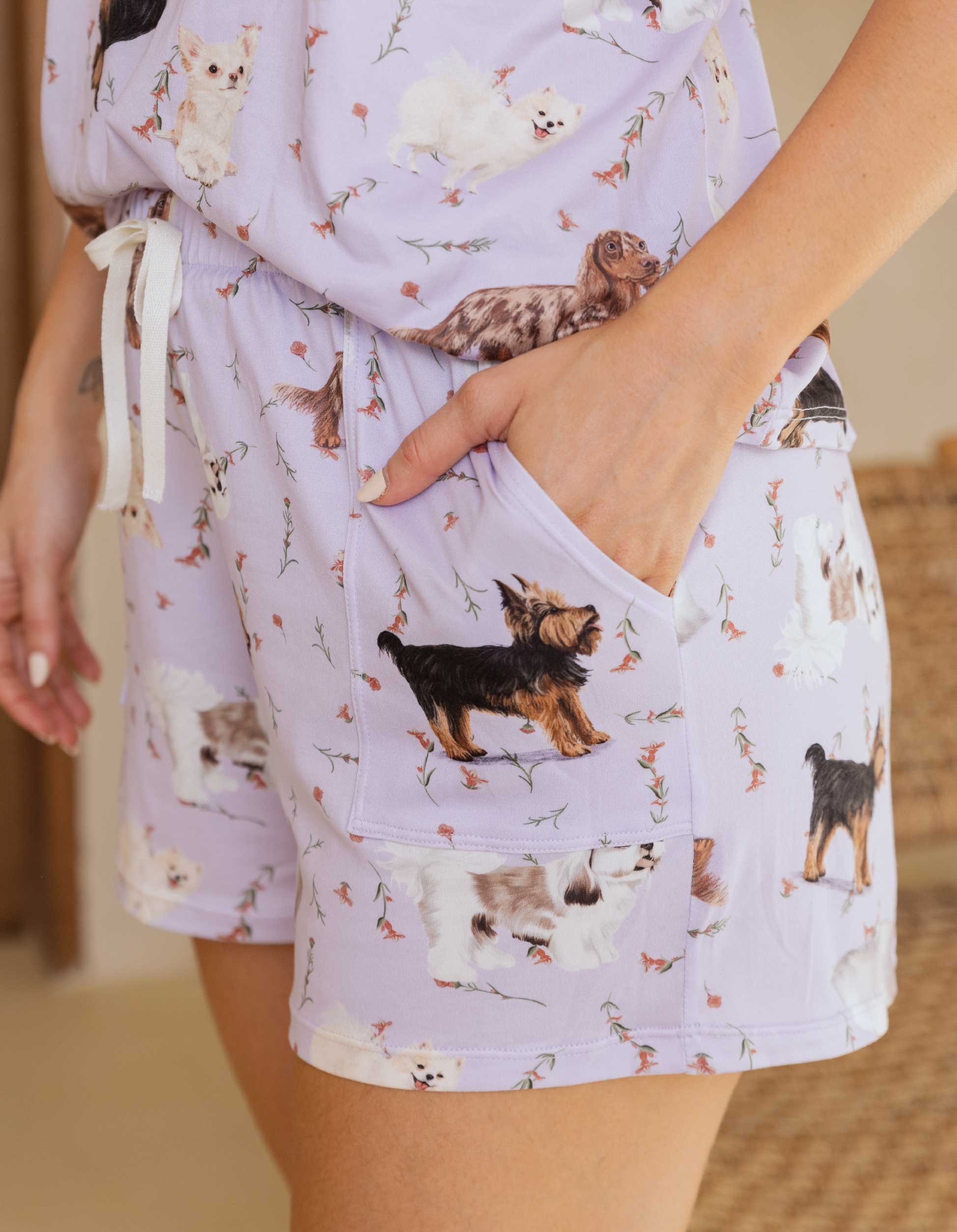 PIJAMA  SHORT RAZAS PEQUEÑAS LILA TS0023