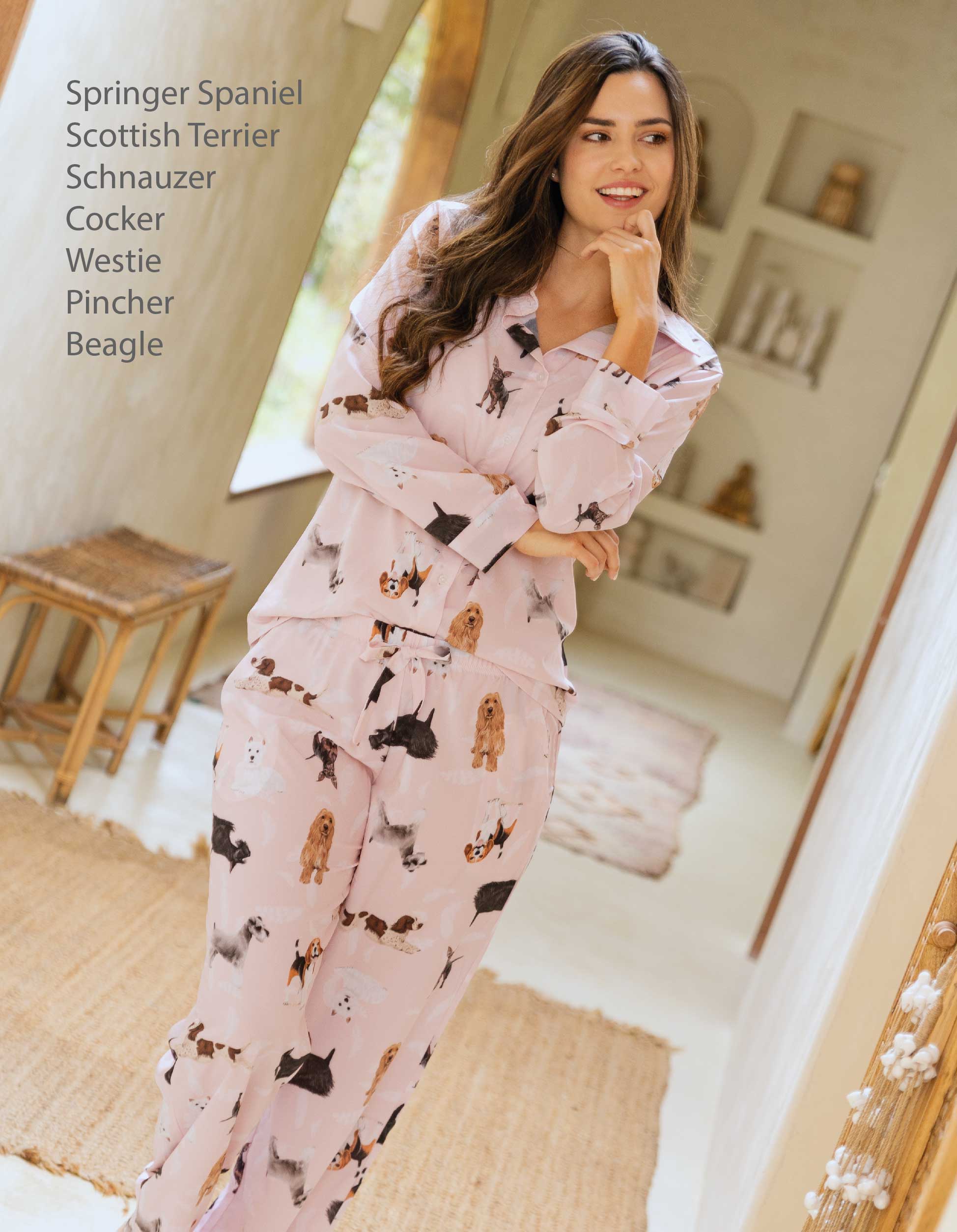 PIJAMA DE PANTALÓN RAZAS PEQUEÑAS ROSADA TP0037