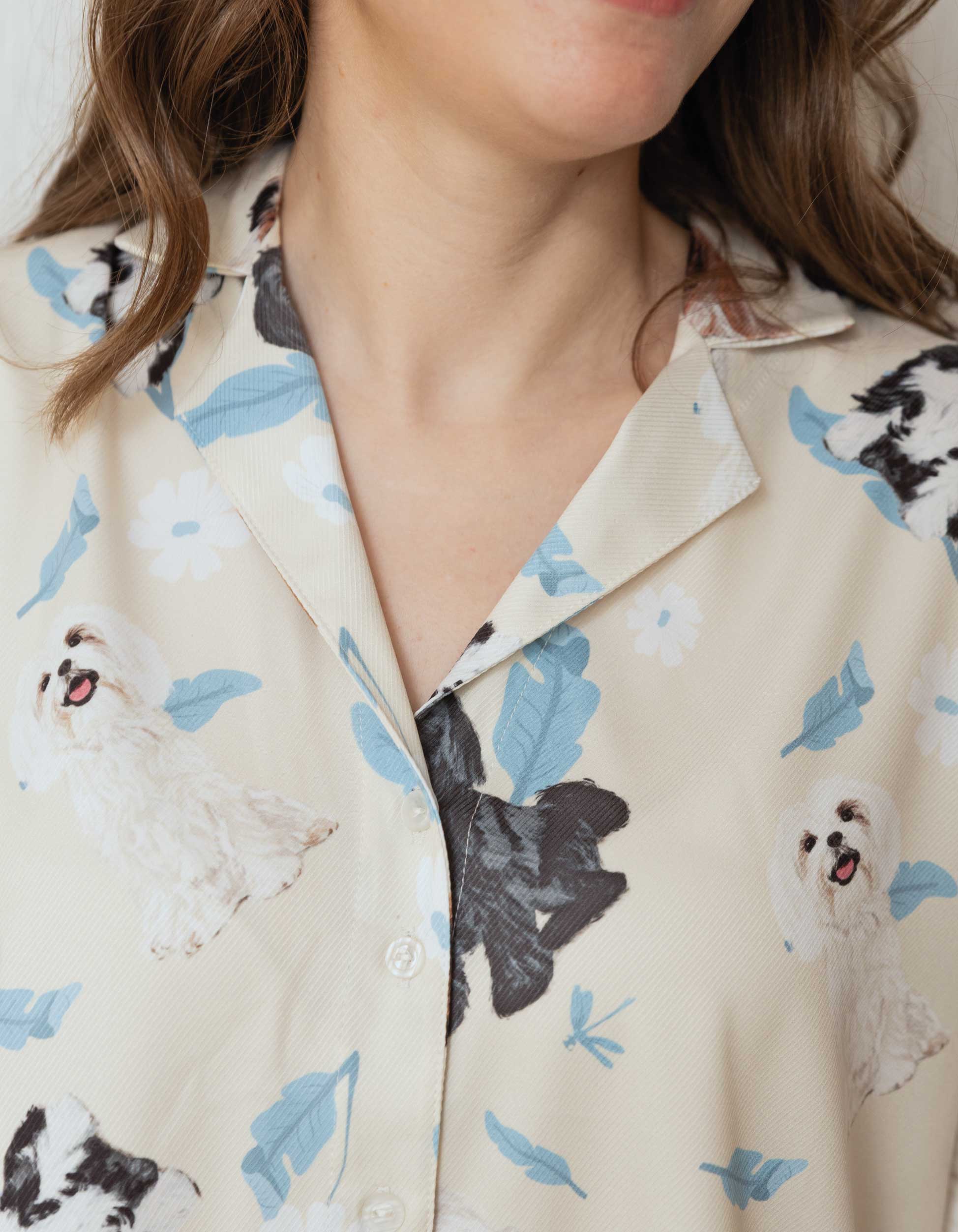 PIJAMA PANTALÓN SHIH TZU MARFIL  TP0063