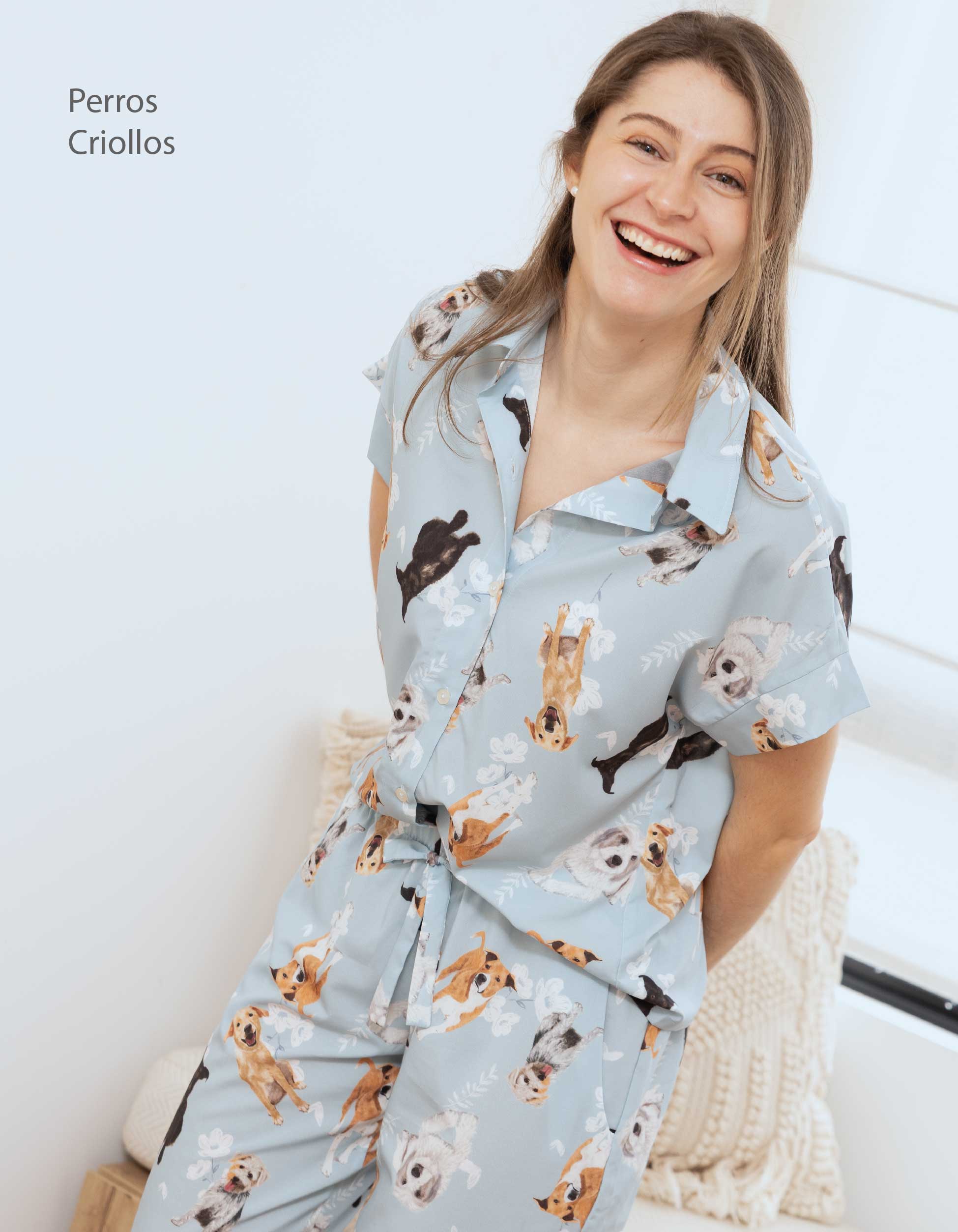 PIJAMA PANTALÓN PERROS CRIOLLOS AZUL  TP0055