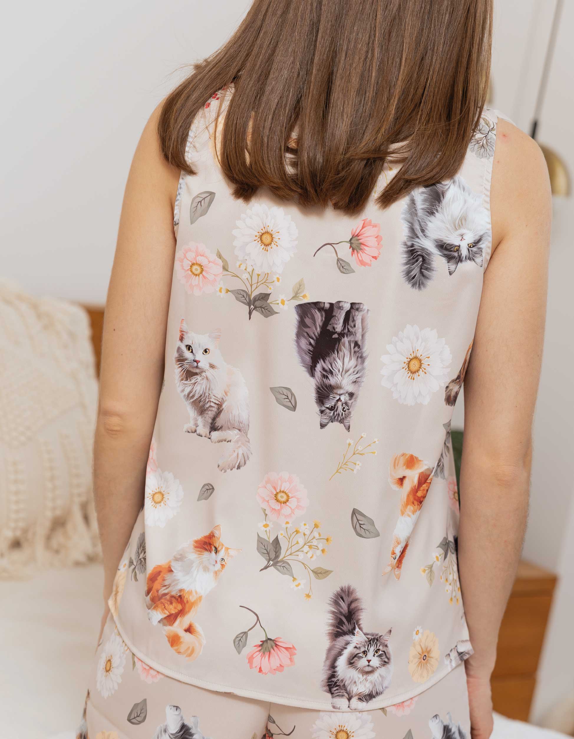 PIJAMA SHORT GATOS PELUDOS NUDE TS0031
