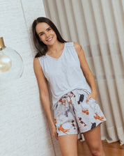 PIJAMA SHORT RAZAS PEQUEÑAS GRIS SH0192