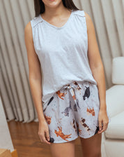 PIJAMA SHORT RAZAS PEQUEÑAS GRIS SH0192