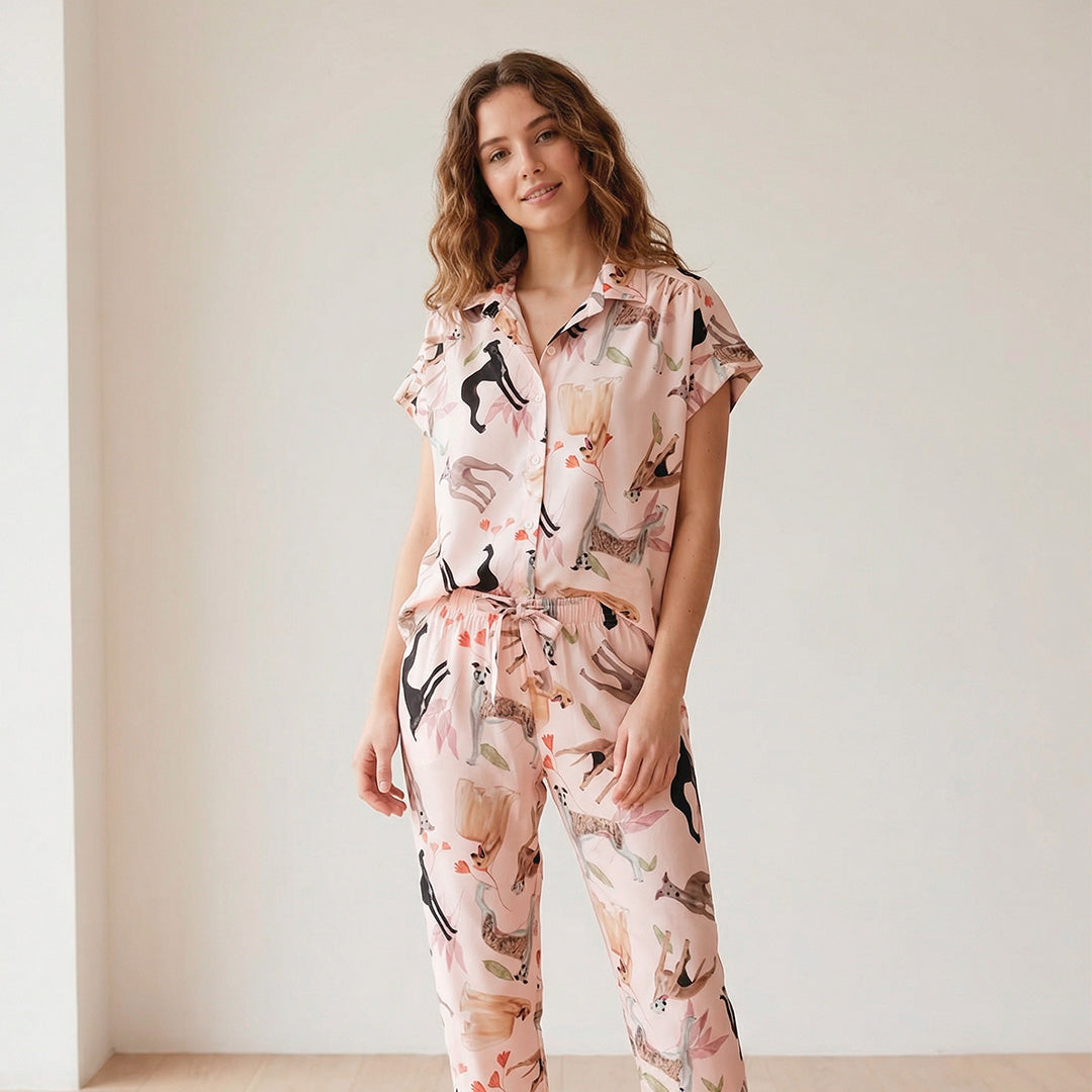 PIJAMA PANTALÓN GALGO ROSADO TP0090