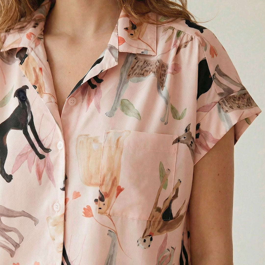 PIJAMA PANTALÓN GALGO ROSADO TP0090