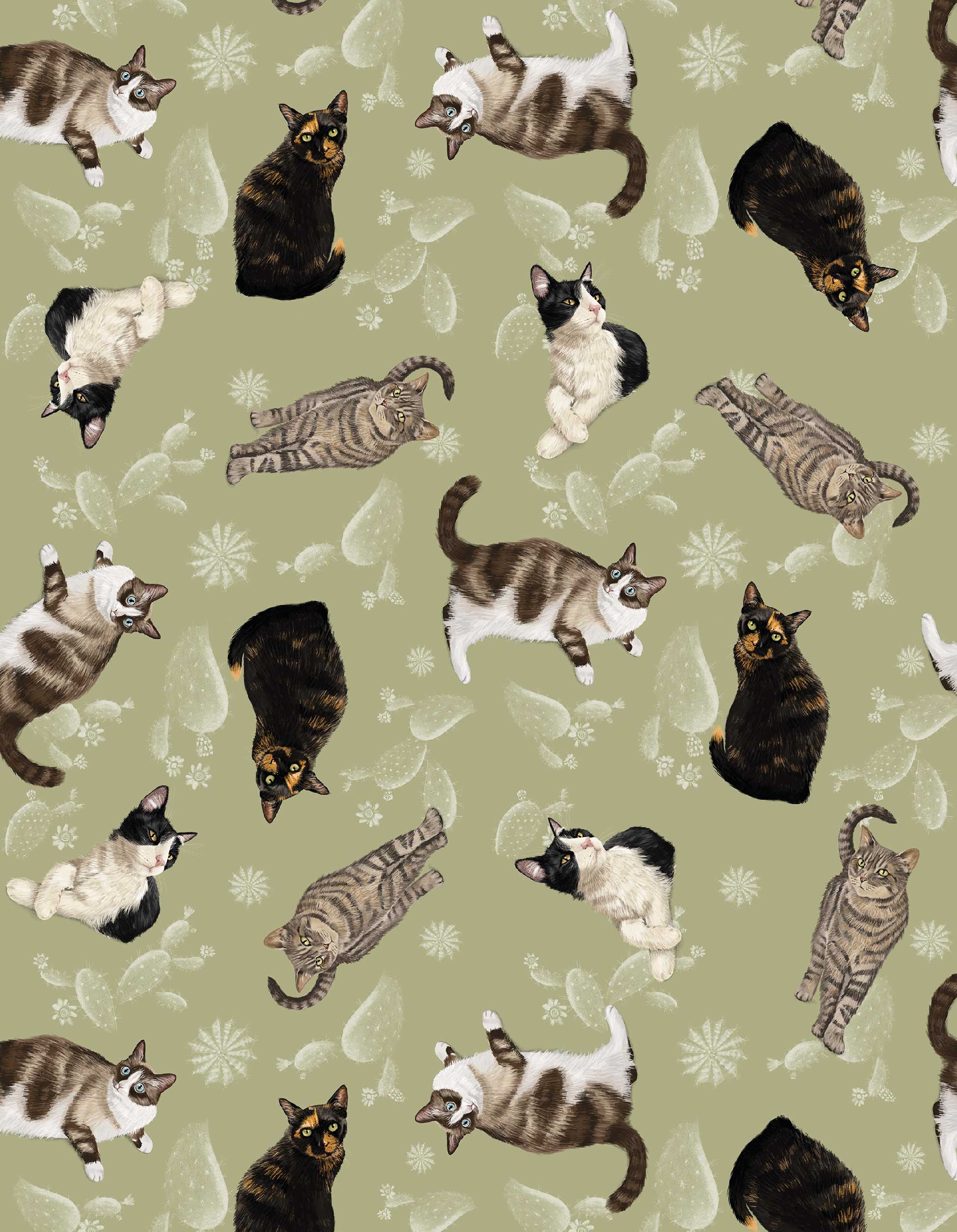 PIJAMA PANTALÓN GATOS-CACTUS VERDE TP0061