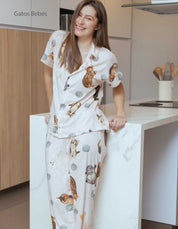 PIJAMA DE PANTALÓN GATOS BEBÉ ROSADO TP0088
