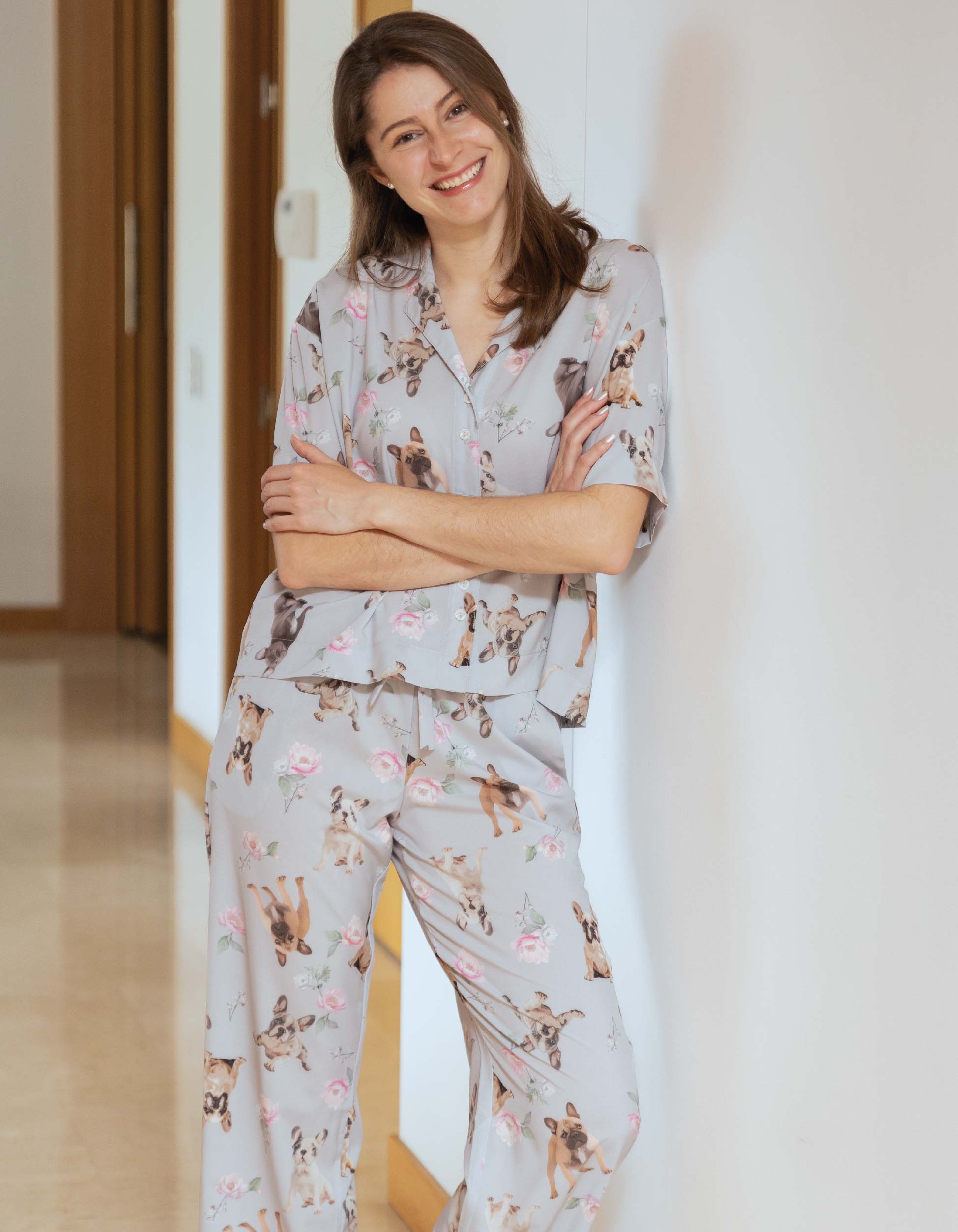 PIJAMA PANTALÓN BULLDOG FRANCÉS GRIS TP0054