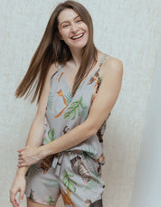 PIJAMA SHORT GATOS RAYADOS GRIS TS0039