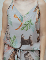 PIJAMA SHORT GATOS RAYADOS GRIS TS0039