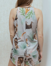 PIJAMA SHORT GATOS RAYADOS GRIS TS0039