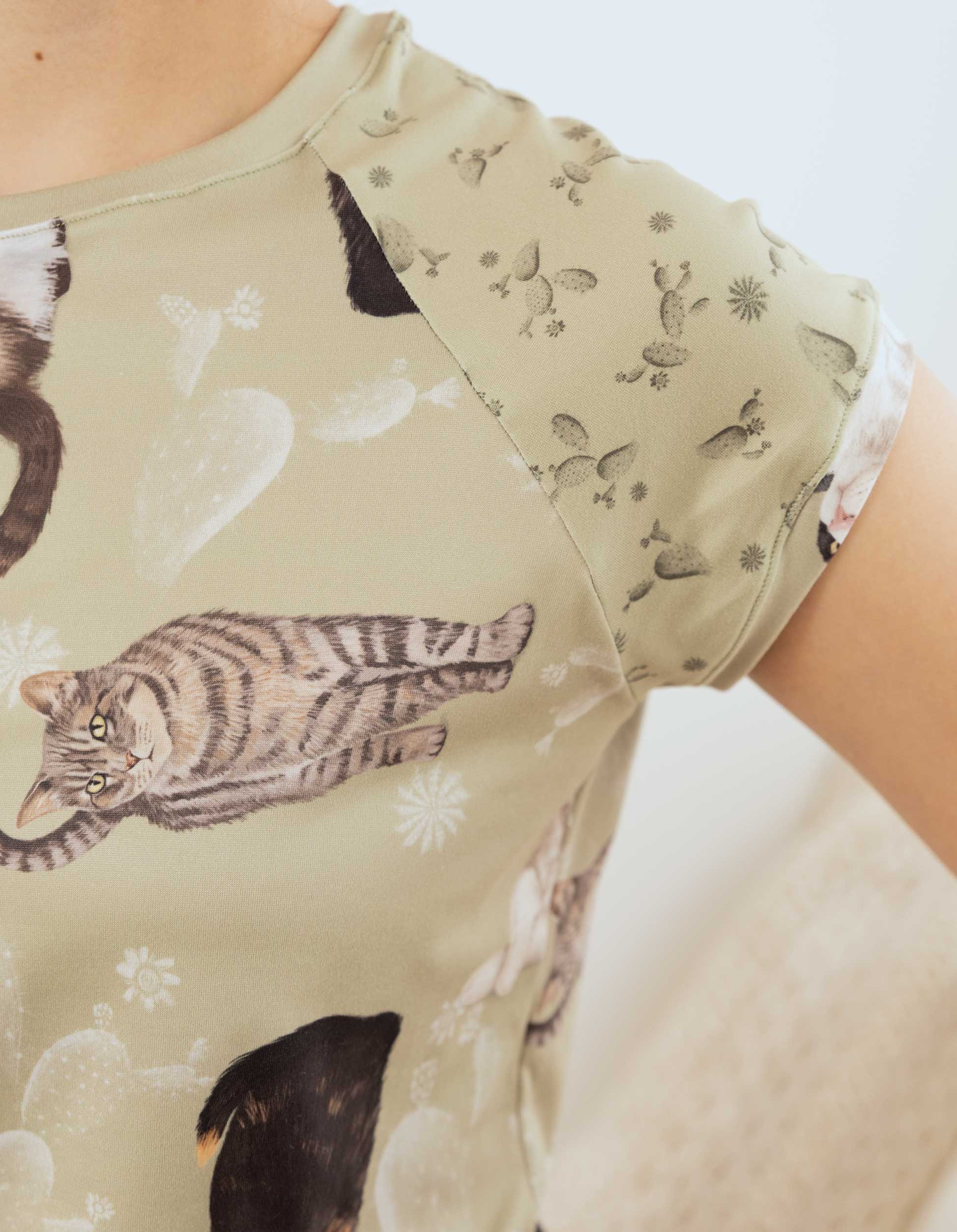 PIJAMA PANTALÓN GATOS-CACTUS VERDE TP0061