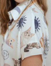 PIJAMA SHORT GATOS MAJESTUOSOS MARFIL TS0041