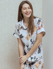 PIJAMA PANTALÓN BULLDOG FRANCÉS LILA TP0082