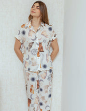 PIJAMA PANTALÓN GATOS MAJESTUOSOS MARFIL TP0085