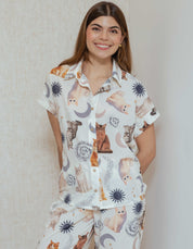 PIJAMA PANTALÓN GATOS MAJESTUOSOS MARFIL TP0085