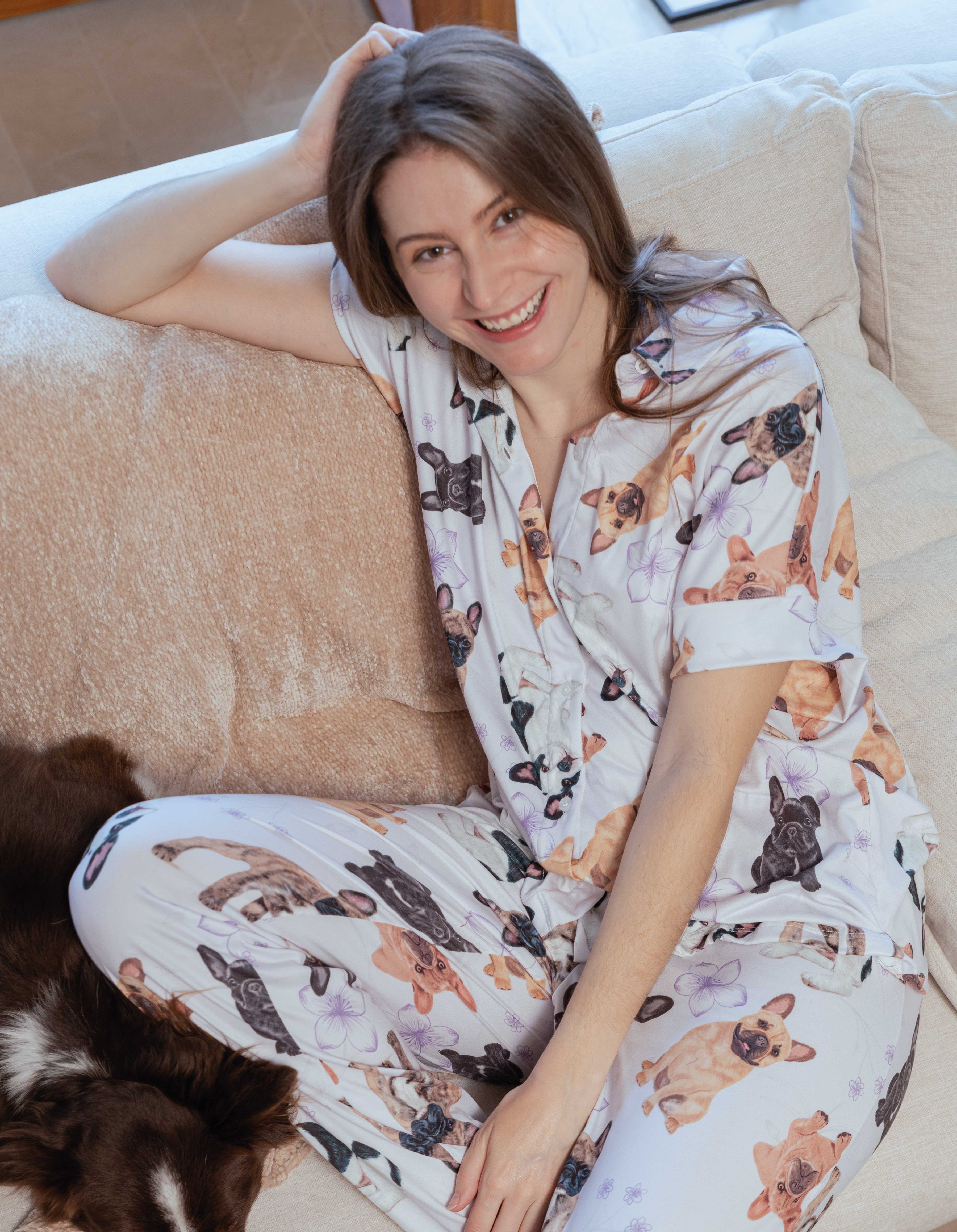 PIJAMA PANTALÓN BULLDOG FRANCÉS LILA TP0082