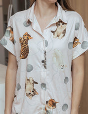 PIJAMA DE PANTALÓN GATOS BEBÉ ROSADO TP0088