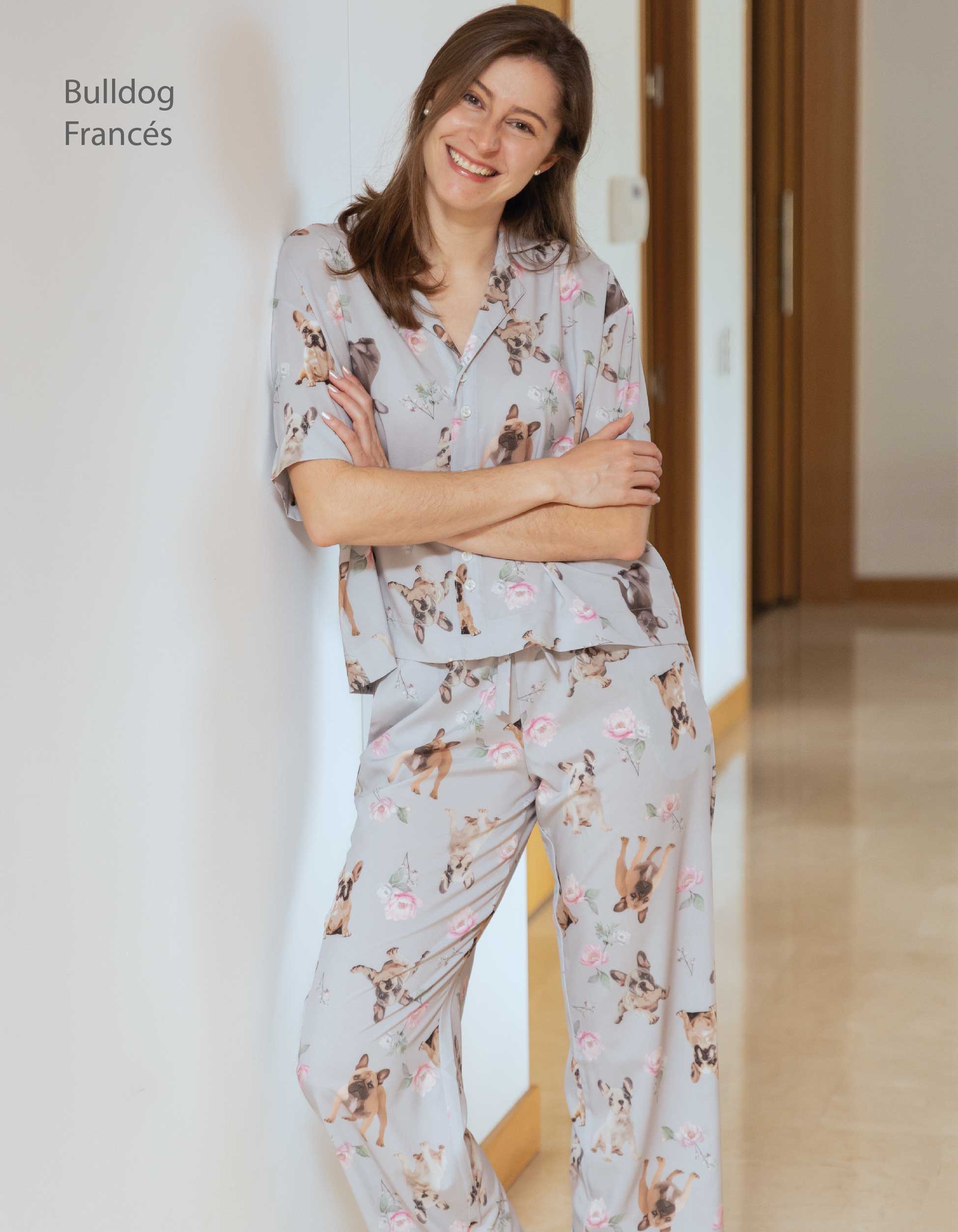 PIJAMA PANTALÓN BULLDOG FRANCÉS GRIS TP0054
