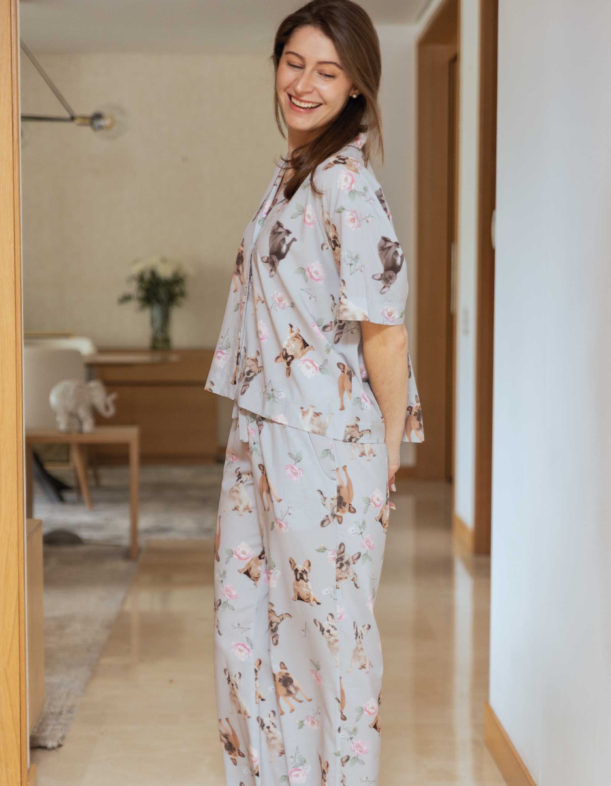 PIJAMA PANTALÓN BULLDOG FRANCÉS GRIS TP0054