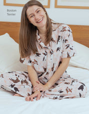 PIJAMA PANTALÓN BOSTON TERRIER ROSADA TP0075