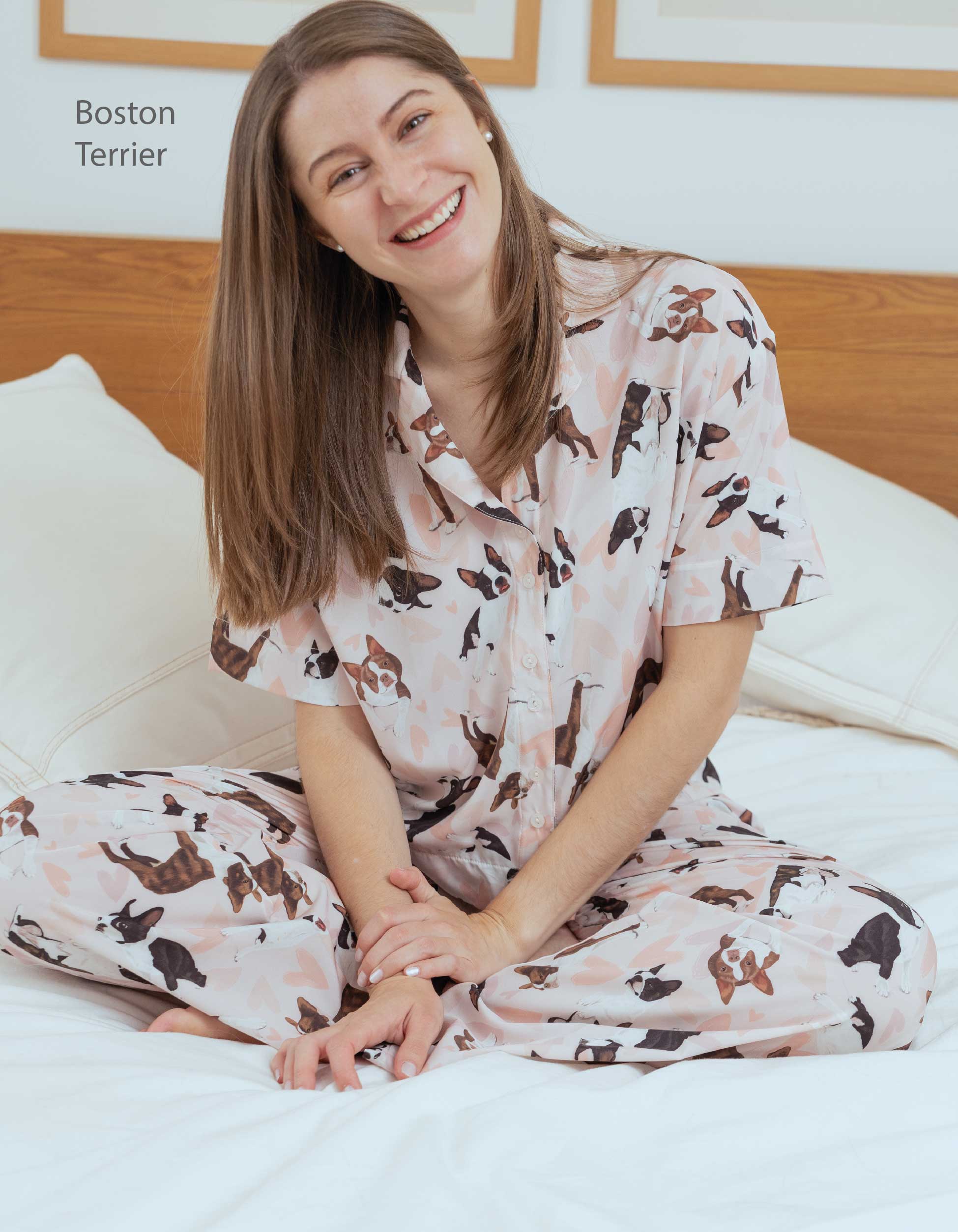 PIJAMA PANTALÓN BOSTON TERRIER ROSADA TP0075