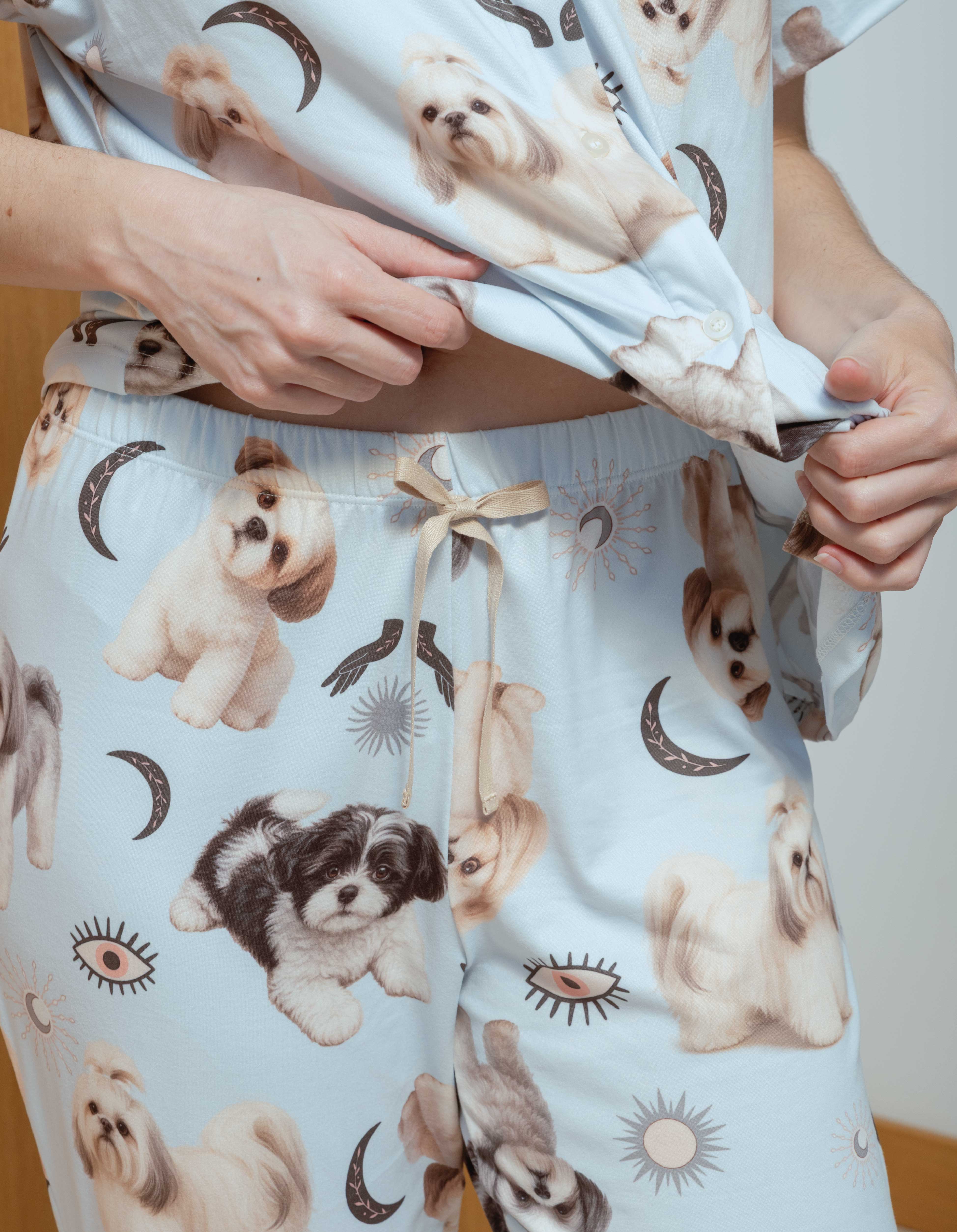 PIJAMA PANTALÓN SHIH TZU AZUL TP0087