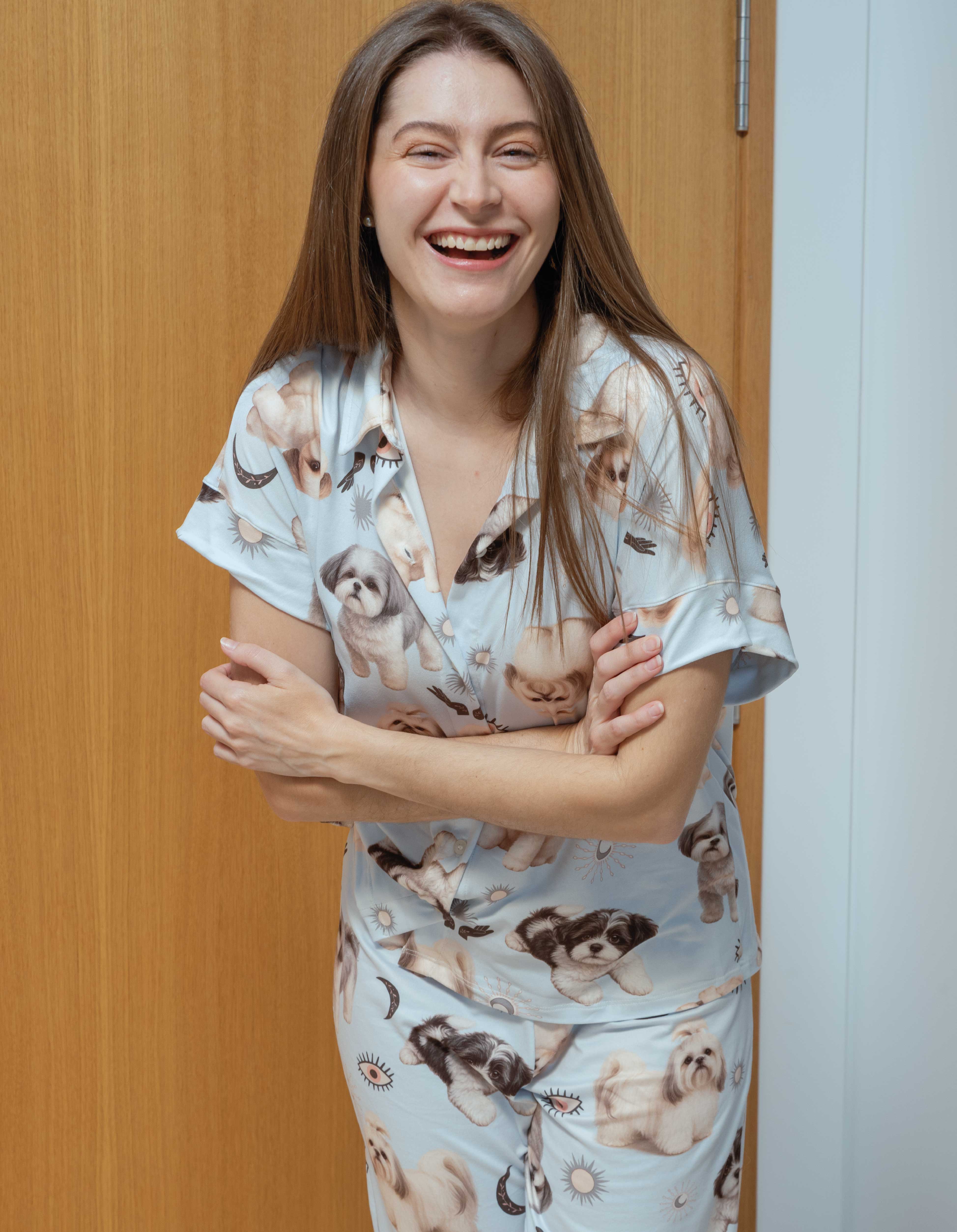 PIJAMA PANTALÓN SHIH TZU AZUL TP0087