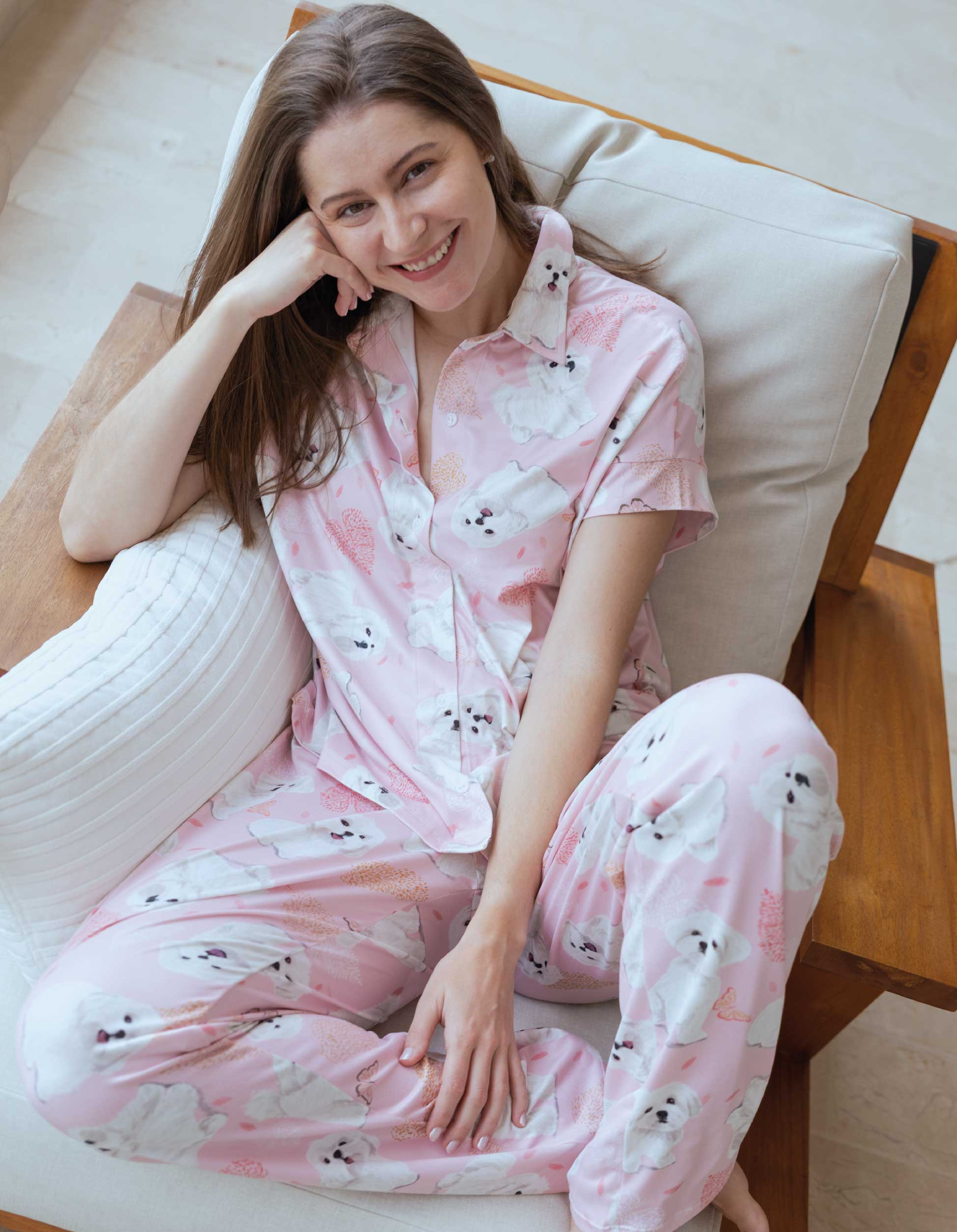 PIJAMA PANTALÓN MALTÉS ROSADA TP0076