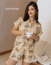 PIJAMA SHORT GATO BENGALÍ TS0013