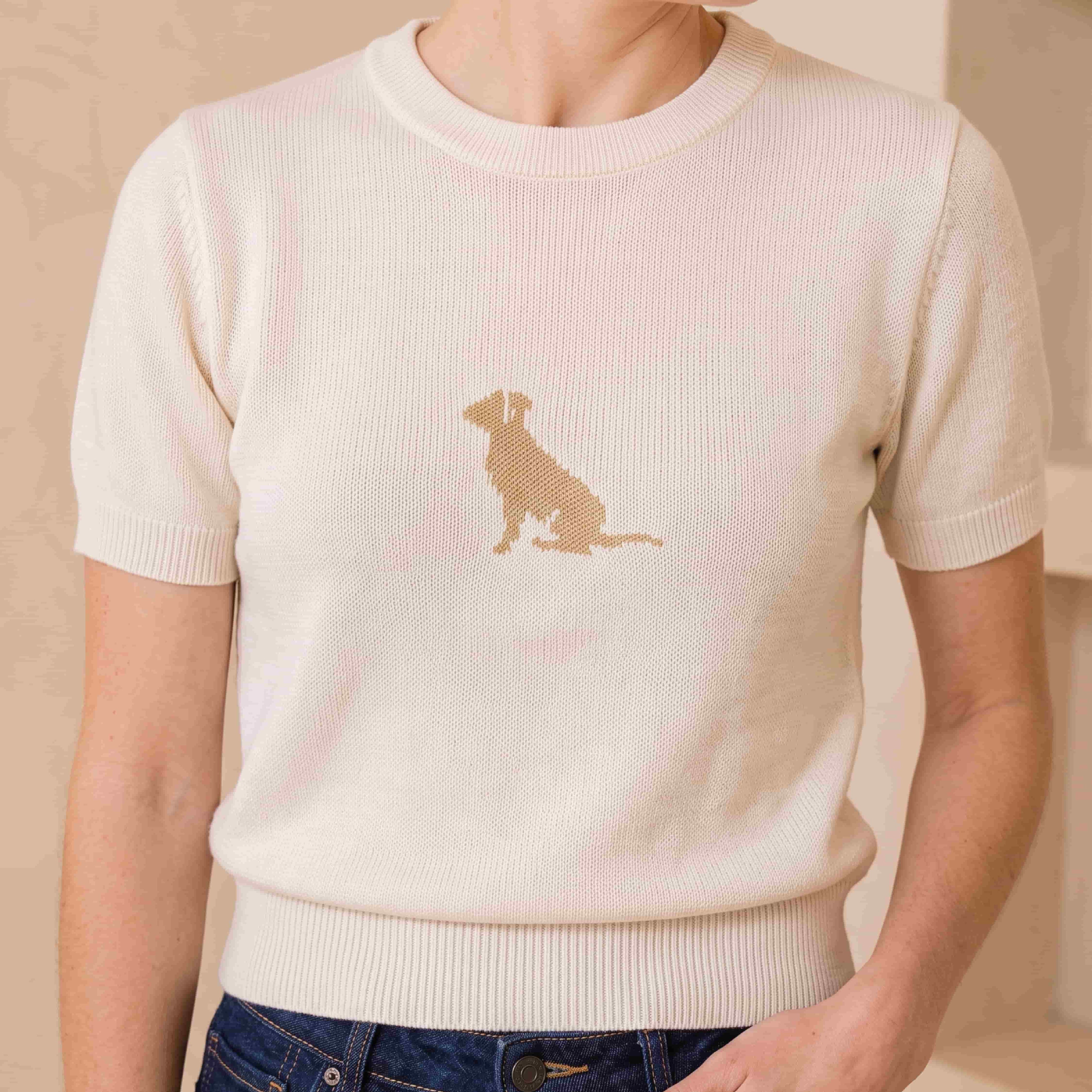 CAMISETA TEJIDA PERRO BLANCO ECC003
