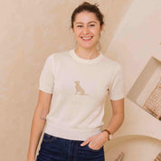 CAMISETA TEJIDA PERRO BLANCO ECC003