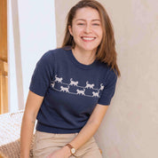 CAMISETA TEJIDA GATO AZUL ECC003