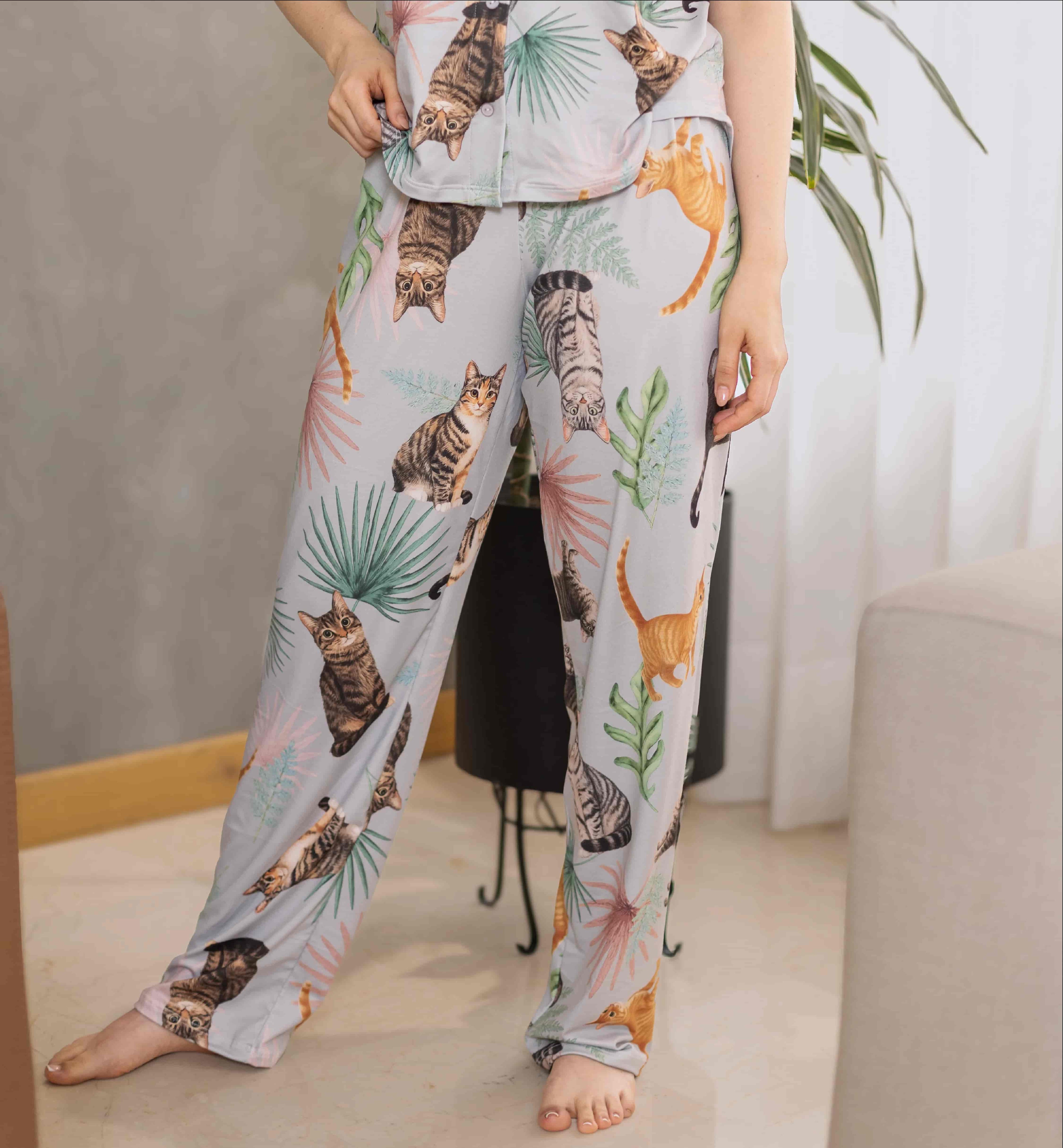 PIJAMA PANTALÓN GATOS RAYADOS GRIS TP0091