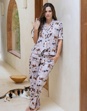 PIJAMA  PANTALÓN  GATOS CALICÓ GRIS TP0036