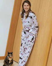 PIJAMA  PANTALÓN  GATOS MANCHADOS LILA TP0058