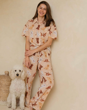 PIJAMA PANTALÓN POODLES BEIGE TP0048
