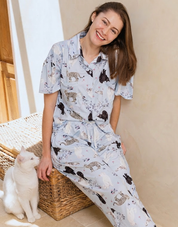 PIJAMA PANTALÓN GATOS AZUL TP0046