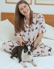 PIJAMA PANTALÓN BOSTON TERRIER ROSADA TP0075